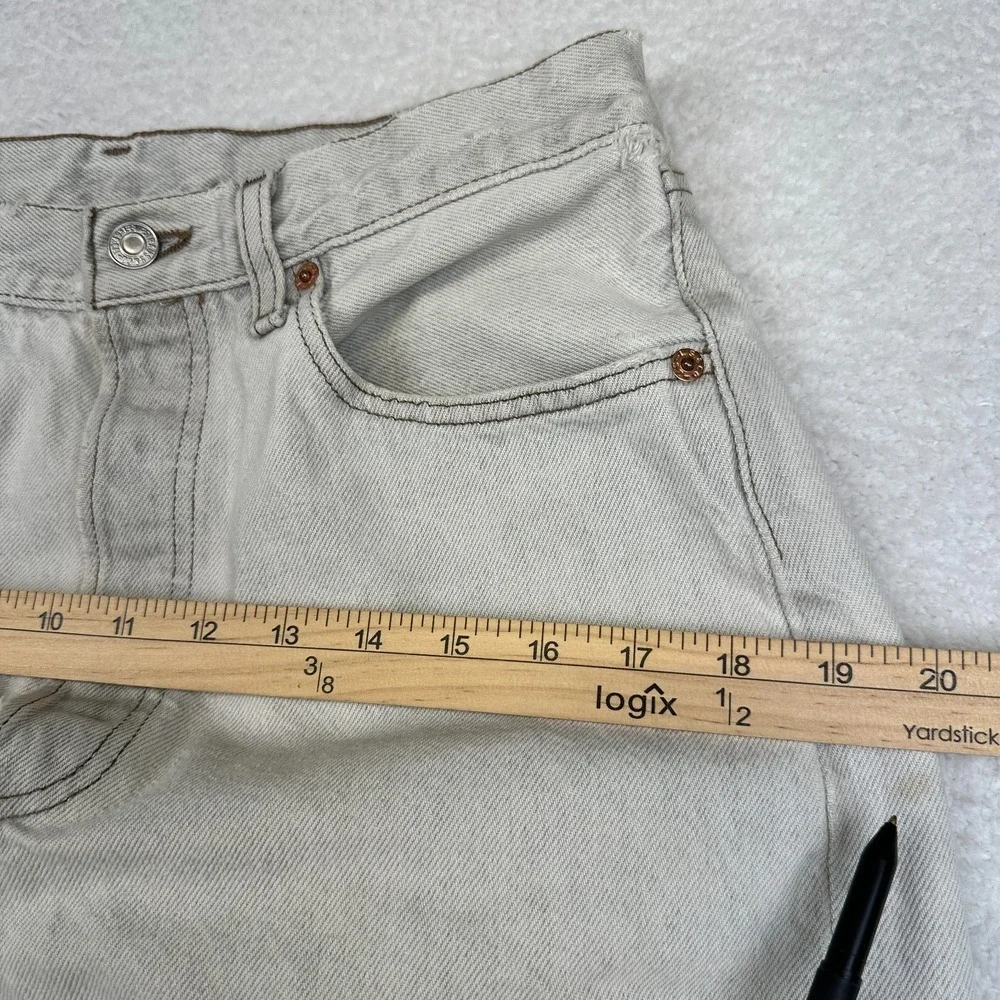 Levi's 501 Made‎ in USA Distressed Grey Wash Jeans W32 L34 Altered Raw Hem